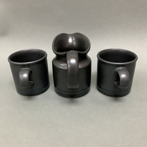 Pfaltzgraff Midnight Sun Black Creamer and 2 Cups Lot of 3 - Picture 4 of 8
